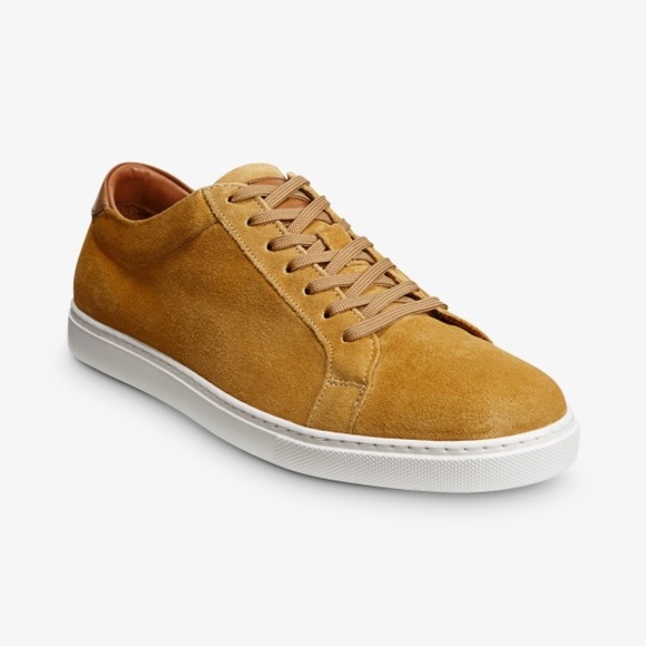 Allen Edmonds Courtside Suede Sneakers Mustard Yellow Size 11 Mens Lace Up - Picture 1 of 15